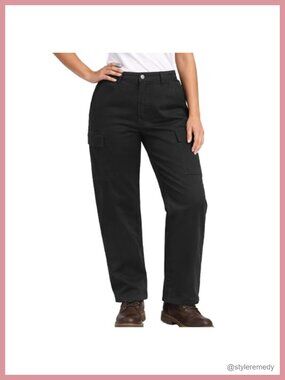 High Rise Cotton Cargo Joggers with Pockets Plus Size Work Pants